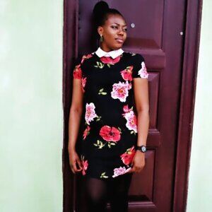 Atmosphere Black Floral Collared Mini Dress XS